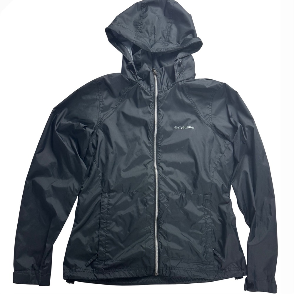 Columbia Womens Black‎ Full Zip Hooded Windbreaker Jacket Size M